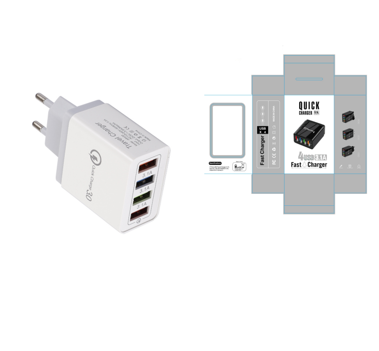 USB Charger 3.0 4 Phone Adapter Wall Mobile Charger Fast Charger