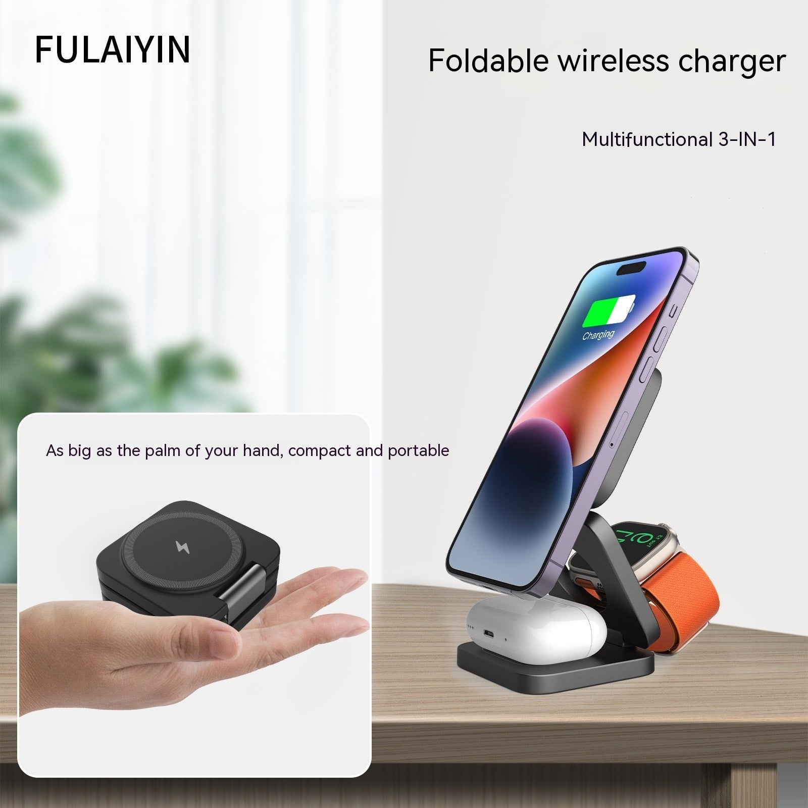 Wireless Charger 3 in 1 Magnetic Suction