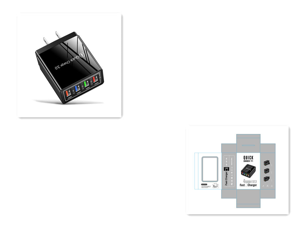 USB Charger 3.0 4 Phone Adapter Wall Mobile Charger Fast Charger