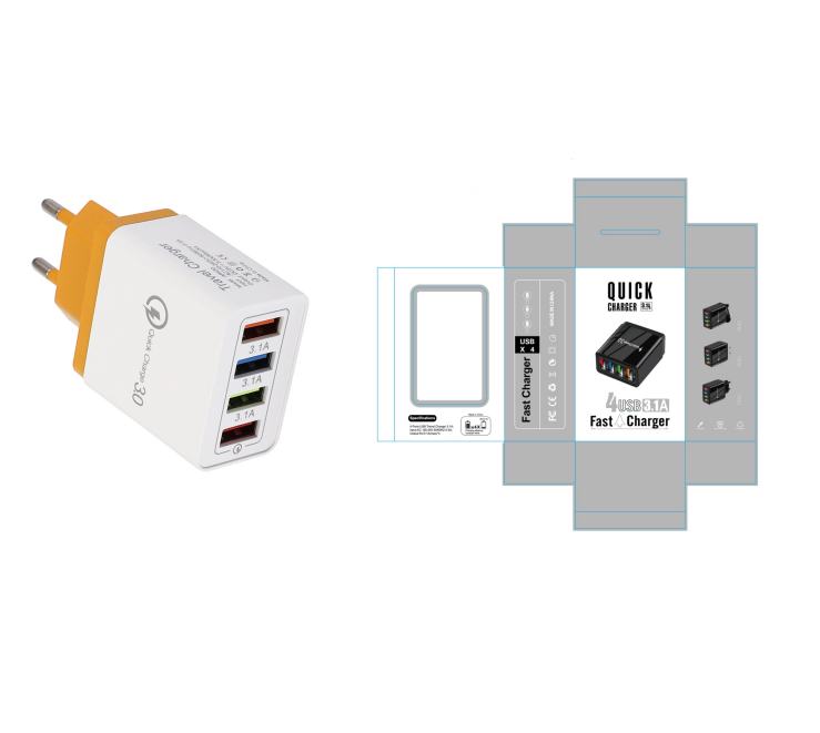 USB Charger 3.0 4 Phone Adapter Wall Mobile Charger Fast Charger