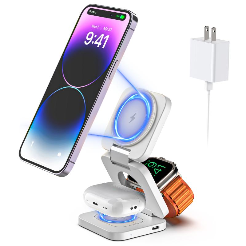 Wireless Charger 3 in 1 Magnetic Suction