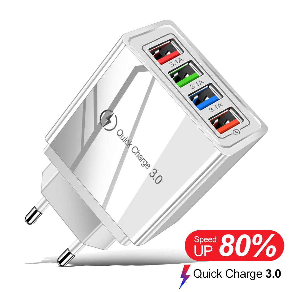 USB Charger 3.0 4 Phone Adapter Wall Mobile Charger Fast Charger