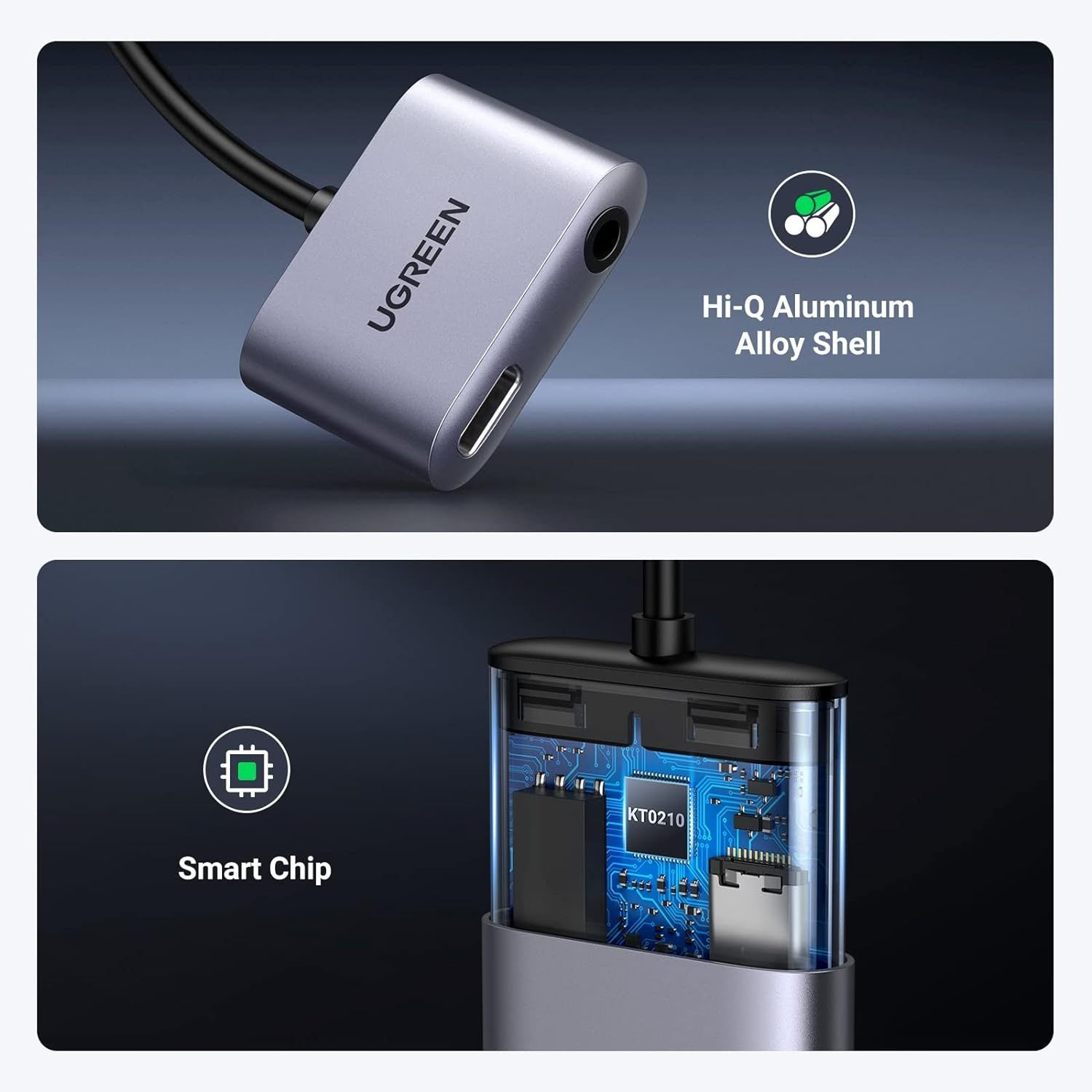 Adapter 2-in-1 USB C To 3.5mm Headphones Hi-Res Sound