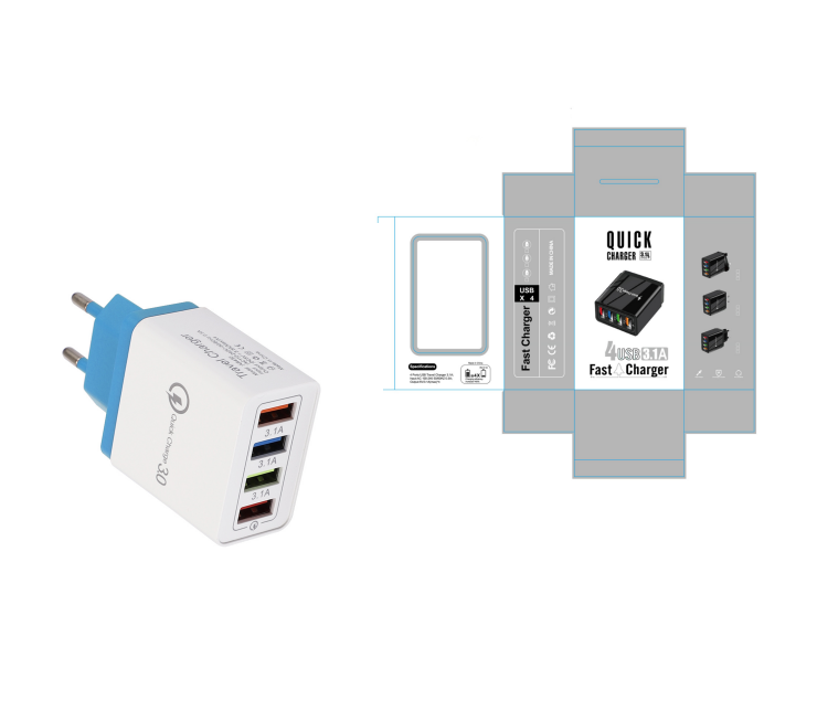 USB Charger 3.0 4 Phone Adapter Wall Mobile Charger Fast Charger
