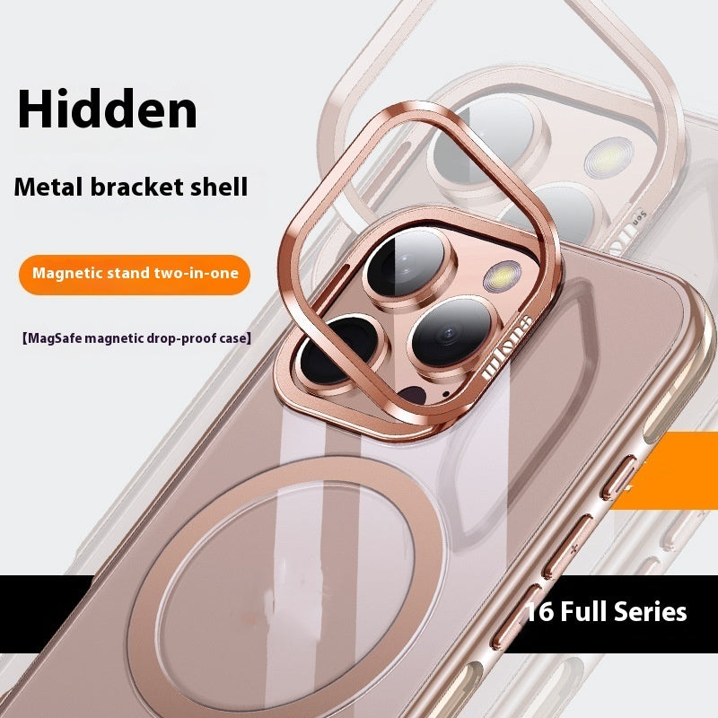 Phone Case Metal Bracket Protective Sleeve Airbag Drop-resistant Transparent
