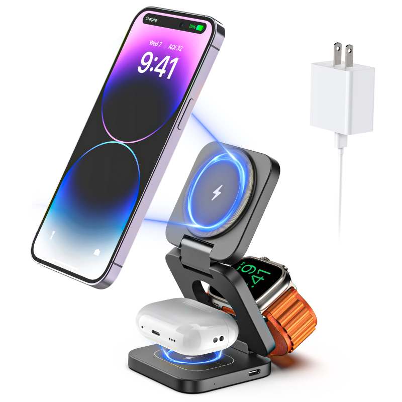 Wireless Charger 3 in 1 Magnetic Suction
