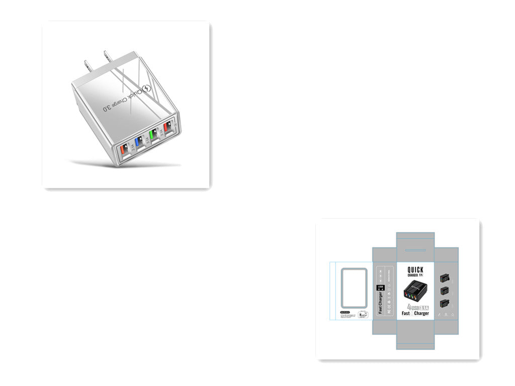USB Charger 3.0 4 Phone Adapter Wall Mobile Charger Fast Charger