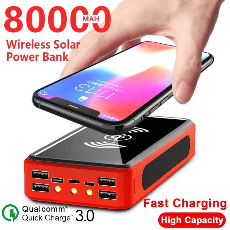 PowerBank Solar Charger Wireless 80000 mAh