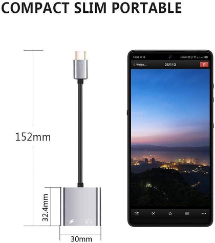 Adapter 2-in-1 USB C To 3.5mm Headphones Hi-Res Sound