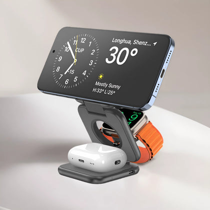 Wireless Charger  Magnetic Mobile Watch Headset Three-in-one Folding