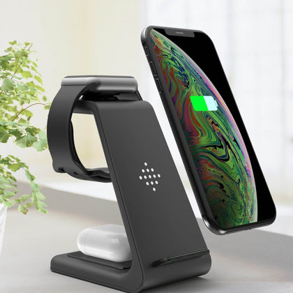 QueZoo 3-in-1 Wireless Charging Station - Mobile Tech Hub