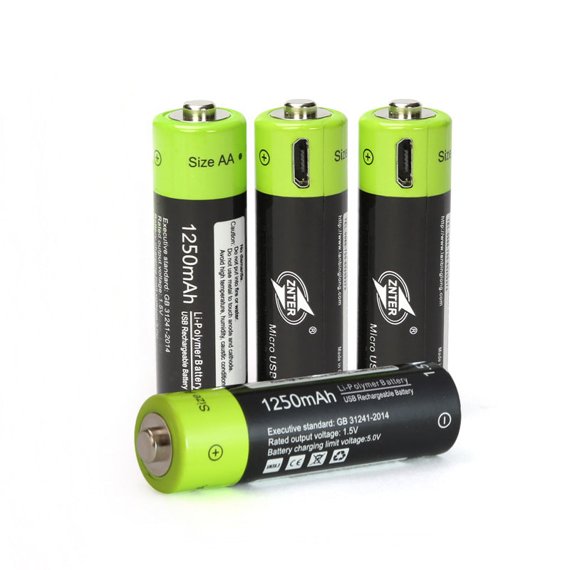 No.5 USB Rechargeable Lithium Battery 1.5V Four Sections  One Drag Four Charging Cable Set