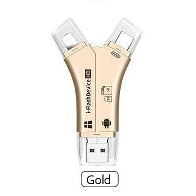 4-in-1 Media Transfer with Memory Card - Gold - Mobile Tech Hub
